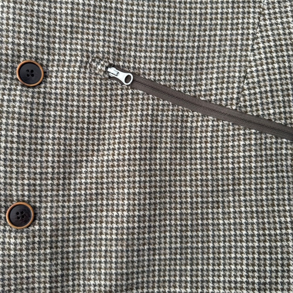 SuitSupply Chester Zip Vest Men L Brown Houndstooth Wool F.lli Ormezzano Italy - Picture 10 of 15